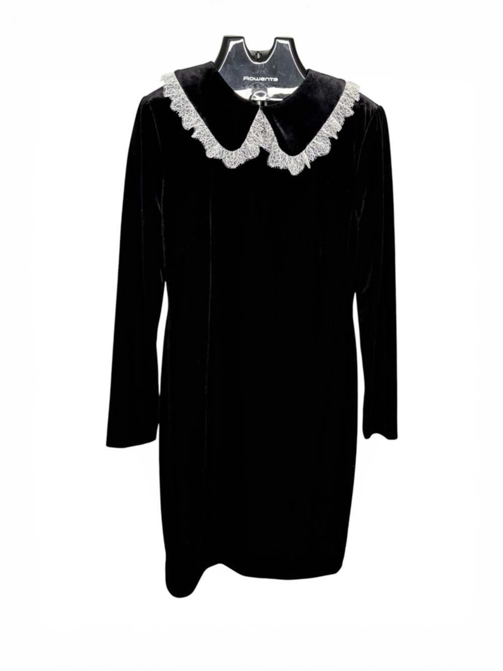 NWT ANTONIO MELANI Black Velvet Dress Long Sleeve Mini Sheath Size 12 Elegant